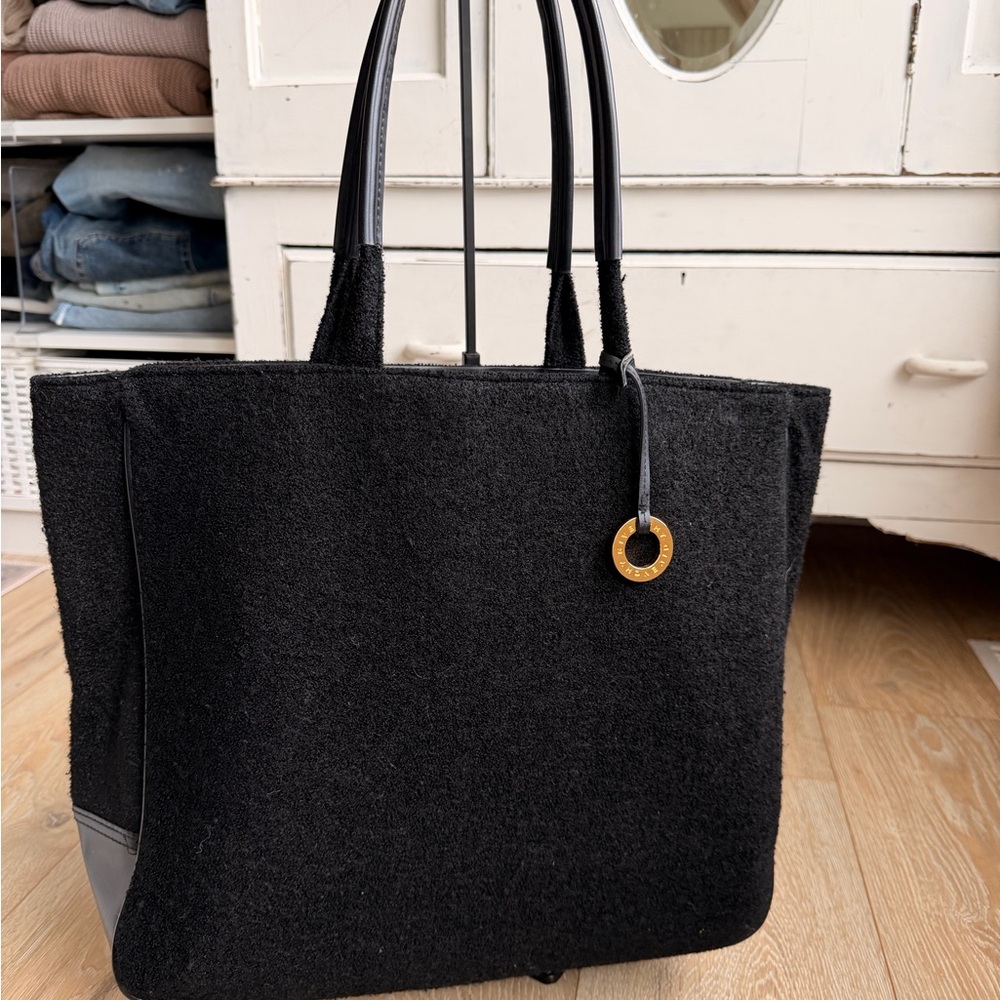 Givenchy Black Textured Tote with Gold Accent